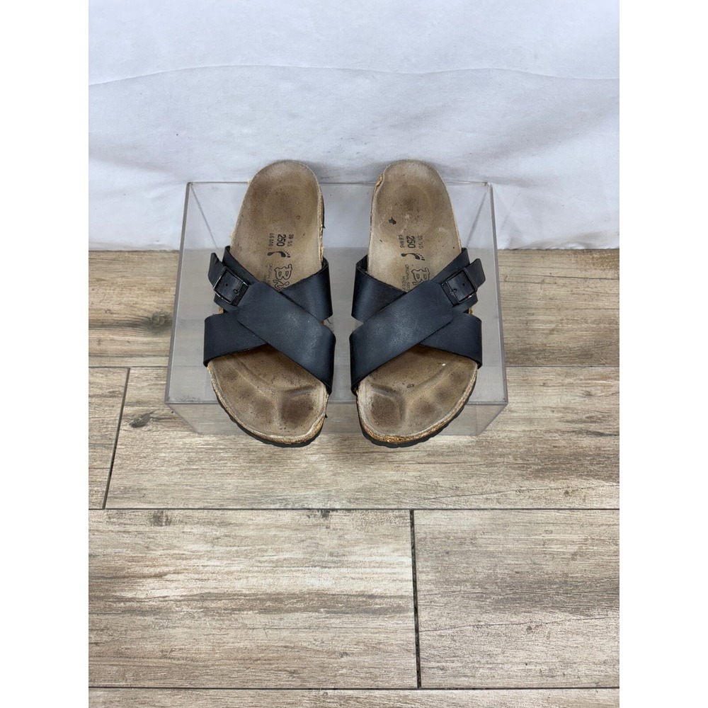 Birkenstock Barbados Black Criss‎ Cross Slides Sandals EU 39 US 8